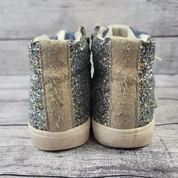 Zara Girls Size 34 Glitter Sneakers with Pom Poms - Picture 4 of 6
